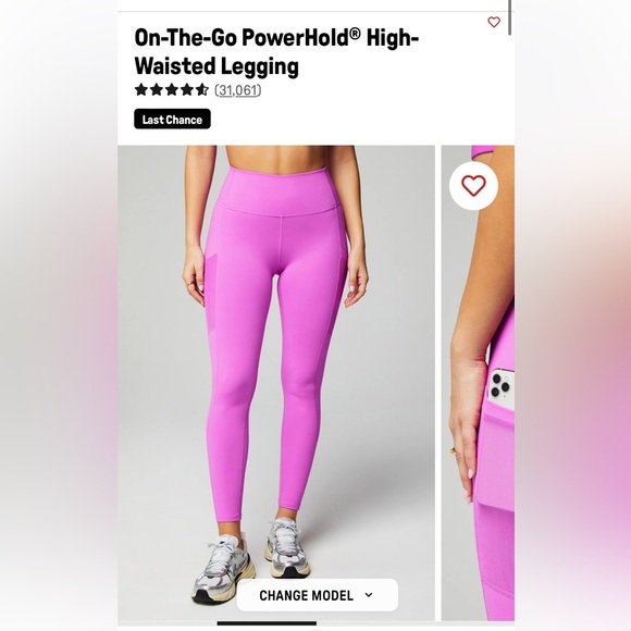 Fabletics NWT On-the-Go Powerhold Legging Large Pink - Picture 2 of 5
